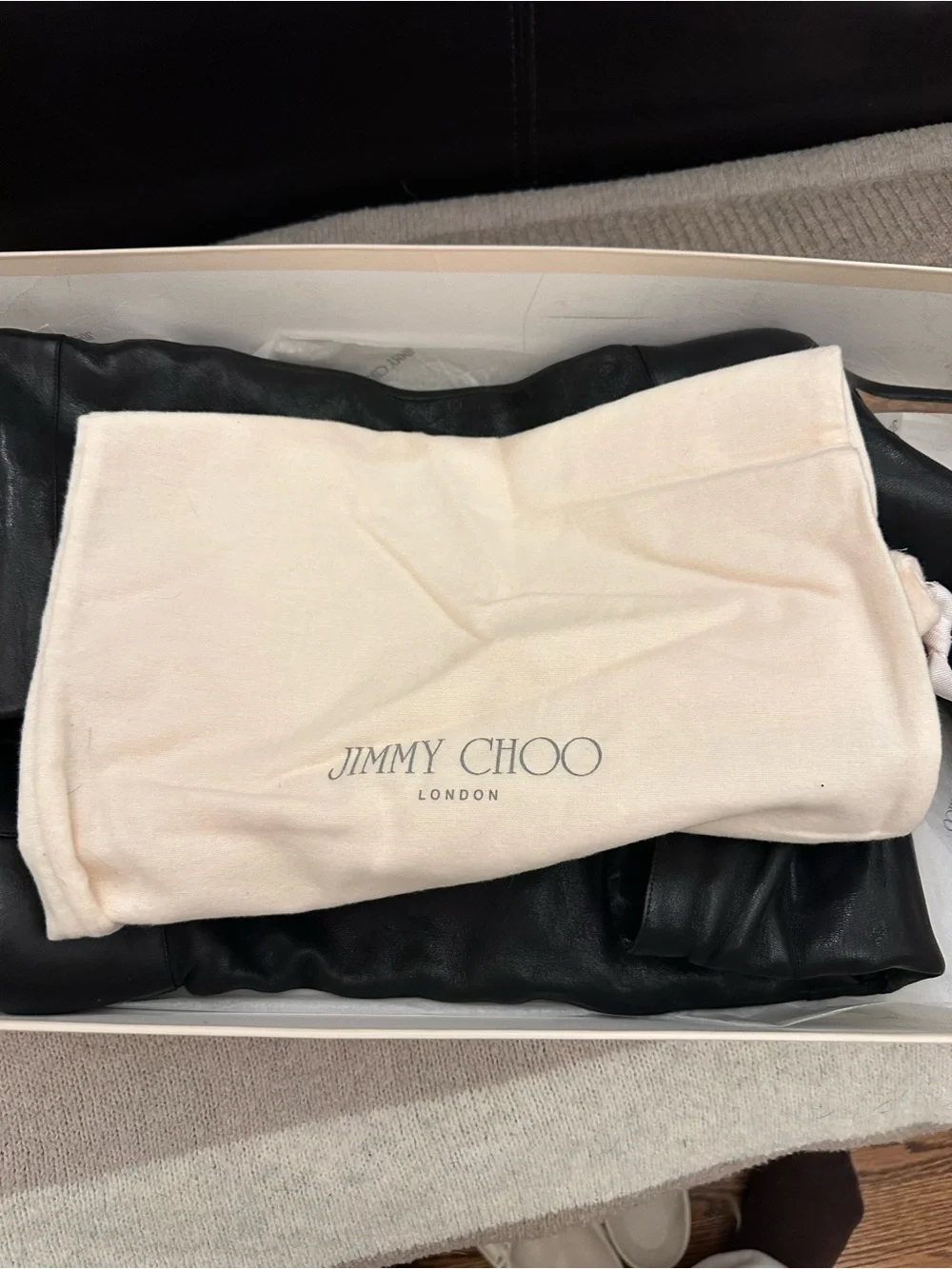 Jimmy Choo Black Over-the-Knee Pointed-Toe Leather Boots